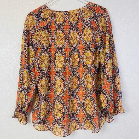Sundance Silk Boho Long Sleeve Smocked Neckline Peasant Blouse Size M - Picture 4 of 7